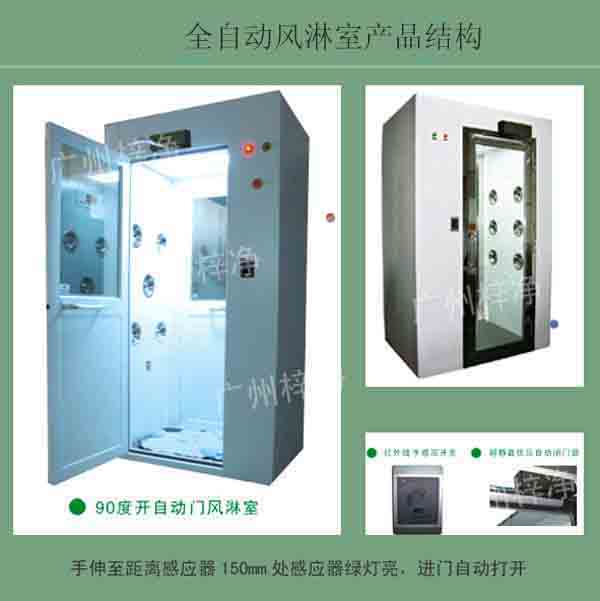 全自動(dòng)風(fēng)淋室又叫全自動(dòng)感應(yīng)吹淋器、全自動(dòng)感應(yīng)風(fēng)淋門、空氣吹淋室